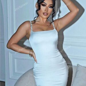 Rhinestone Satin Cami Bodycon Dress